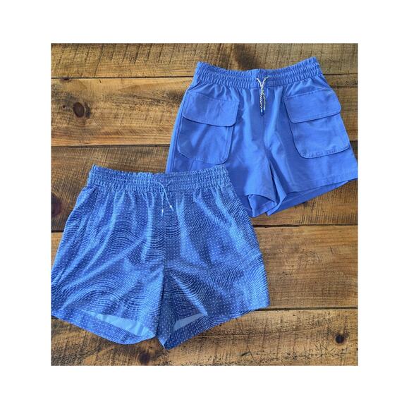 Athleta‎ Girls Set of 2 Periwinkle Blue Athletic Drawstring Stretchy Shorts 16 - Picture 1 of 8